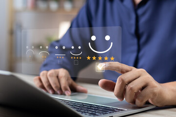 Wall Mural - online customer satisfaction survey feedback and ratings for business success, user give rating to s