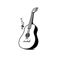 Sticker - classical guitar illustration vector, acoustic guitar