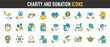 Set of charity and donation icons, icon vector illustration design