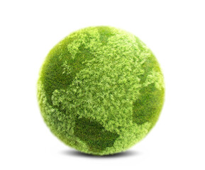 green grass planet earth 3d illustration isolated on white