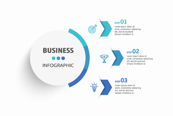 Wall Mural - modern business infographic template with 3 options or steps