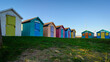 Amble Beach Huts at Warkworth Harbour.  Amble Harbour is actually called Warkworth Harbour and is set on the banks of the River Coquet in Northumberland in the North East of England