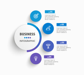 Wall Mural - business infographic design template with 4 options, steps or processes. can be used for workflow la