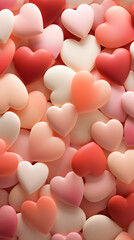 Wall Mural - Valentine's Day card. Pink and white pastel hearts background.