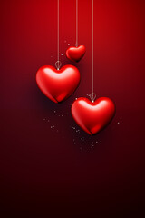 Wall Mural - Elegant minimalistic red hearts on red background, beautiful valentines day card.