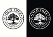 Tree of life emblem badge vintage logo design template