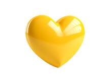 3D Yellow Heart Shape On Transparent Background