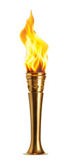 Wall Mural - Golden Fire Torch Isolated on Transparent Background
