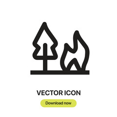 Fototapete - Forest Fire icon vector. Linear-style sign for mobile concept and web design. Forest Fire symbol illustration. Pixel vector graphics - Vector.