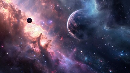 Wall Mural - planets, stars and galaxies in outer space showing the beauty of space exploration