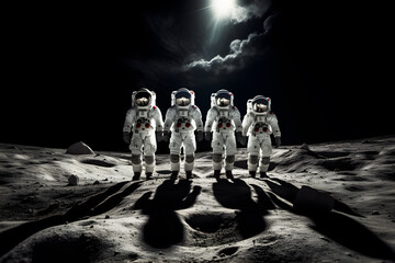 Wall Mural - adventure of four spacemen or astronauts on mars.