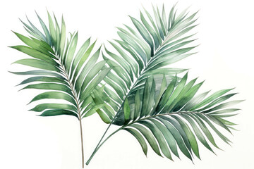 Tropic plant watercolor summer green palm foliage leaf nature design jungle background tree