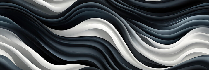 Wall Mural - wavy abstract pattern texture with black and white waves lines on monochrome background