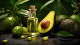 bottle, jar of avocado essential oil extract