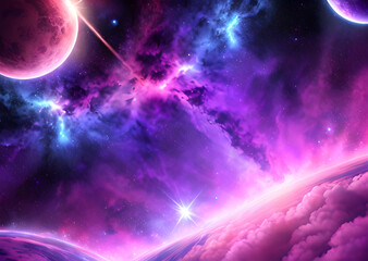 Space colorful in purple shades background with realistic shining stars infinite universe,Generative AI