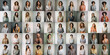 © Synthetica - Diverse happy women portraits, a lot of different female faces collage. Fifty multiethnic businesswomen, many multiracial stylish fashion ladies icons montage avatars mosaic network collage set.