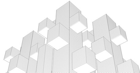 Wall Mural - abstract modular architecture 3d rendering