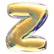 Bubble letter Z font gold - Alphabet 3d render