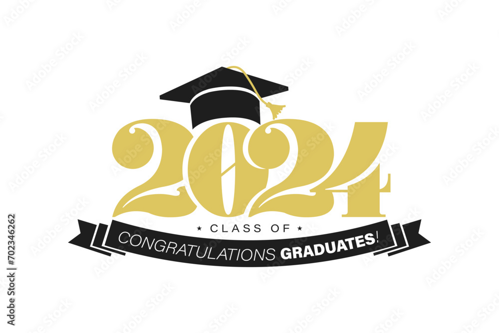 Vetor Gold design for graduation ceremony. Class of 2024 ...