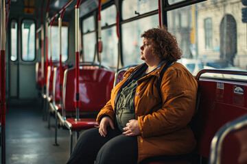 Wall Mural - Fat woman travelling on public transport