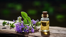 Bottle, Jar With Verbena Essential Oil Extract