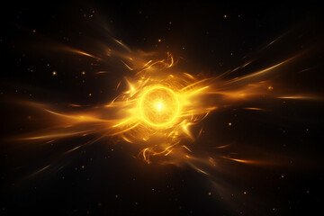 Wall Mural - abstract yellow spiral cosmos object pulsar in dark space among stars, ray, emission
