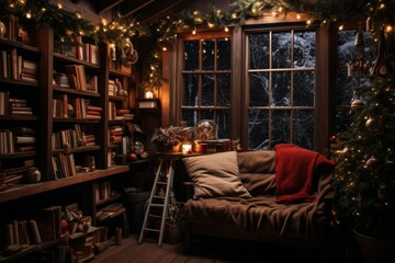 Poster - Christmas-themed Book Nooks - Generative AI