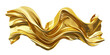 Abstract realistic golden metal shape. Fluid golden wave. Intertwined luxurious gold shape.