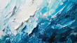 Trazos de oleo azul y blanco denso sobre un lienzo