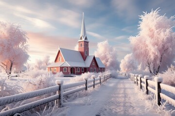 Sticker - Snow-Covered Churches - Generative AI