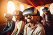 Futuristic family fun with virtual reality headsets, experiencing innovation and togetherness in entertainment.