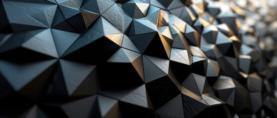 Wall Mural - Dark geometric shapes with a textured, shimmering surface.