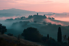 Misty Morning Inspired By The Tuscan Countryside
