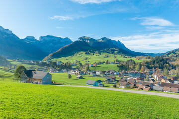 Wall Mural - Village of Weissbad, Canton Appenzell - Innerrhoden, with Säntis Mountain, Switzerland