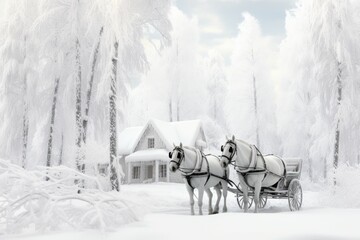 Wall Mural - Sleigh Rides in Snow - Generative AI