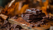 Texturas de chocolate sobre una mesa de madera