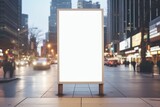 Fototapeta  - White blank vertical advertising billboard on the street