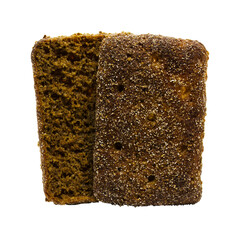 Two pieces of traditional Finnish rye bread Isolated