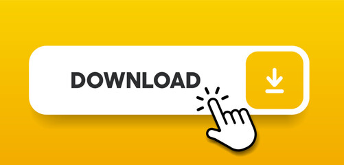 Leinwandbilder - 3D blue download button icon. Upload icon. Down arrow bottom side symbol. Click here button. Save cloud icon push button for UI UX, website, mobile application.