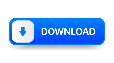 Leinwandbilder - 3D blue download button icon. Upload icon. Down arrow bottom side symbol. Click here button. Save cloud icon push button for UI UX, website, mobile application.