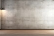 Bare concrete wall with wooden floor and single spotlight