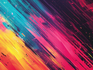 Poster - Dynamic streaks of neon light with sparkling particles in a vibrant gradient.