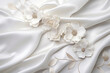 © Ahmed - White Satin Fabric Elegance with Delicate Floral Embellishments