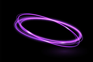 Wall Mural - neon swirl. curved purple line light effect. purple portal or energy tunnel