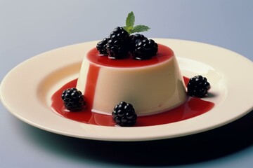 Wall Mural - Panna cotta with berries and cream