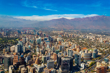 Wall Mural - aerial view of the buildings of the economic area of Santiago de Chile  