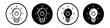 Light off icon set. Bulb switch off innovation idea vector symbol in a black filled and outlined style. Light off bulb sign.