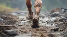 A Close-up Shot Of A Barefoot Person Walking On Rough Terrain, Symbolizing The Lack Of Adequate Footwear