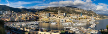 Panorama View Of Monte Carlo, Monaco Yacht Port And City Centre