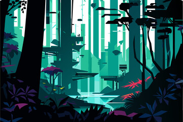A binary code jungle. vektor illustation